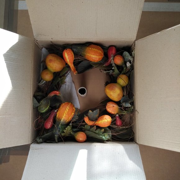 BRAND NEW GRAPEVINE WREATH WITH MIXED COLOR GOURDS - Picture 4 of 5